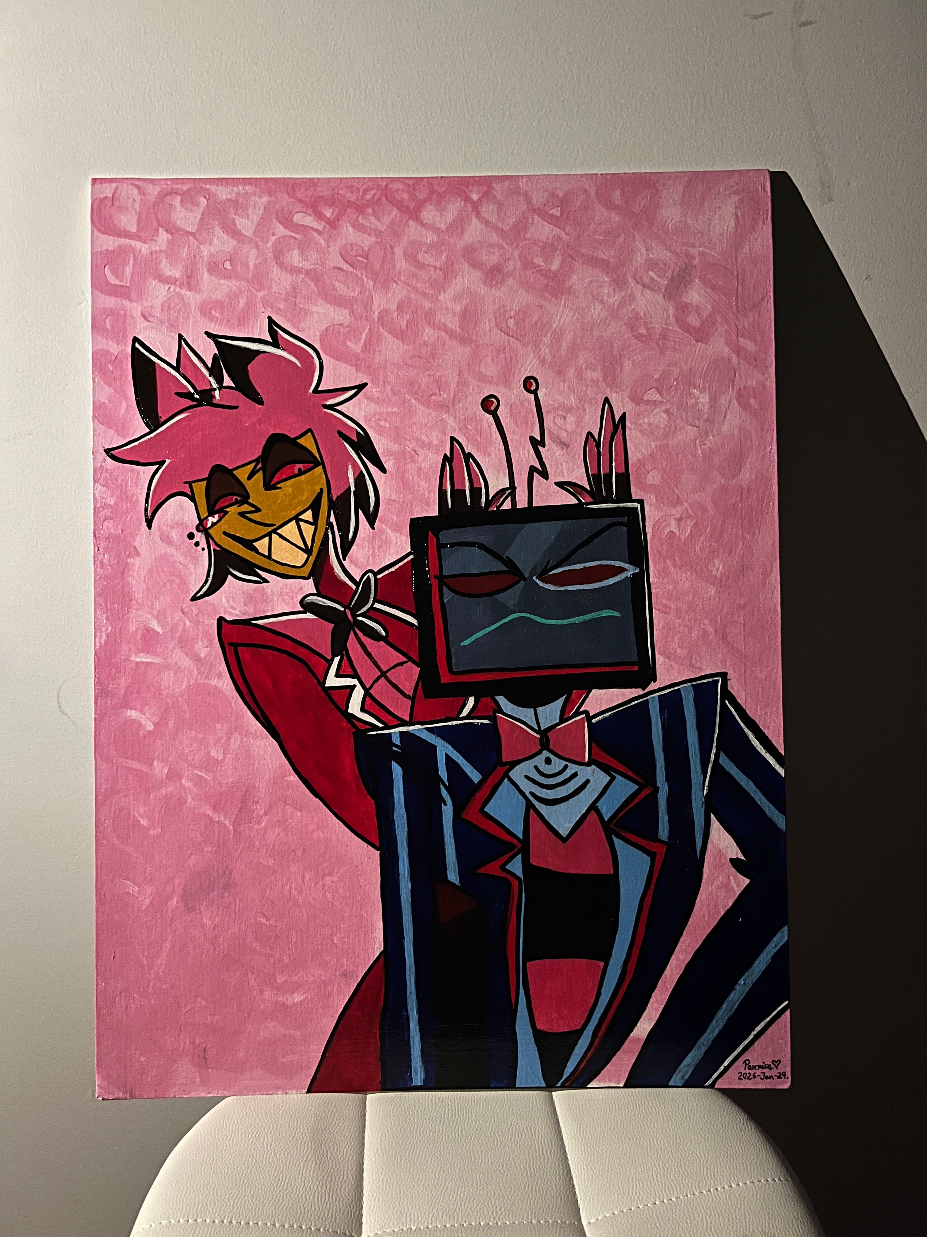 Vox & Alastor – Original Fan Art Acrylic Painting