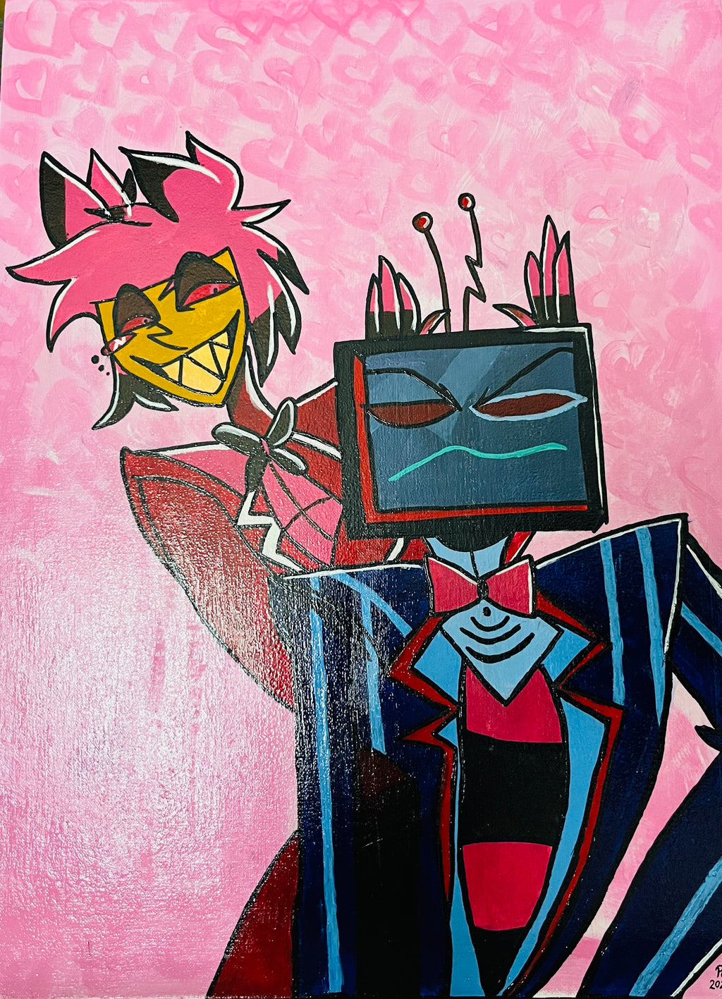 Vox & Alastor – Original Fan Art Acrylic Painting