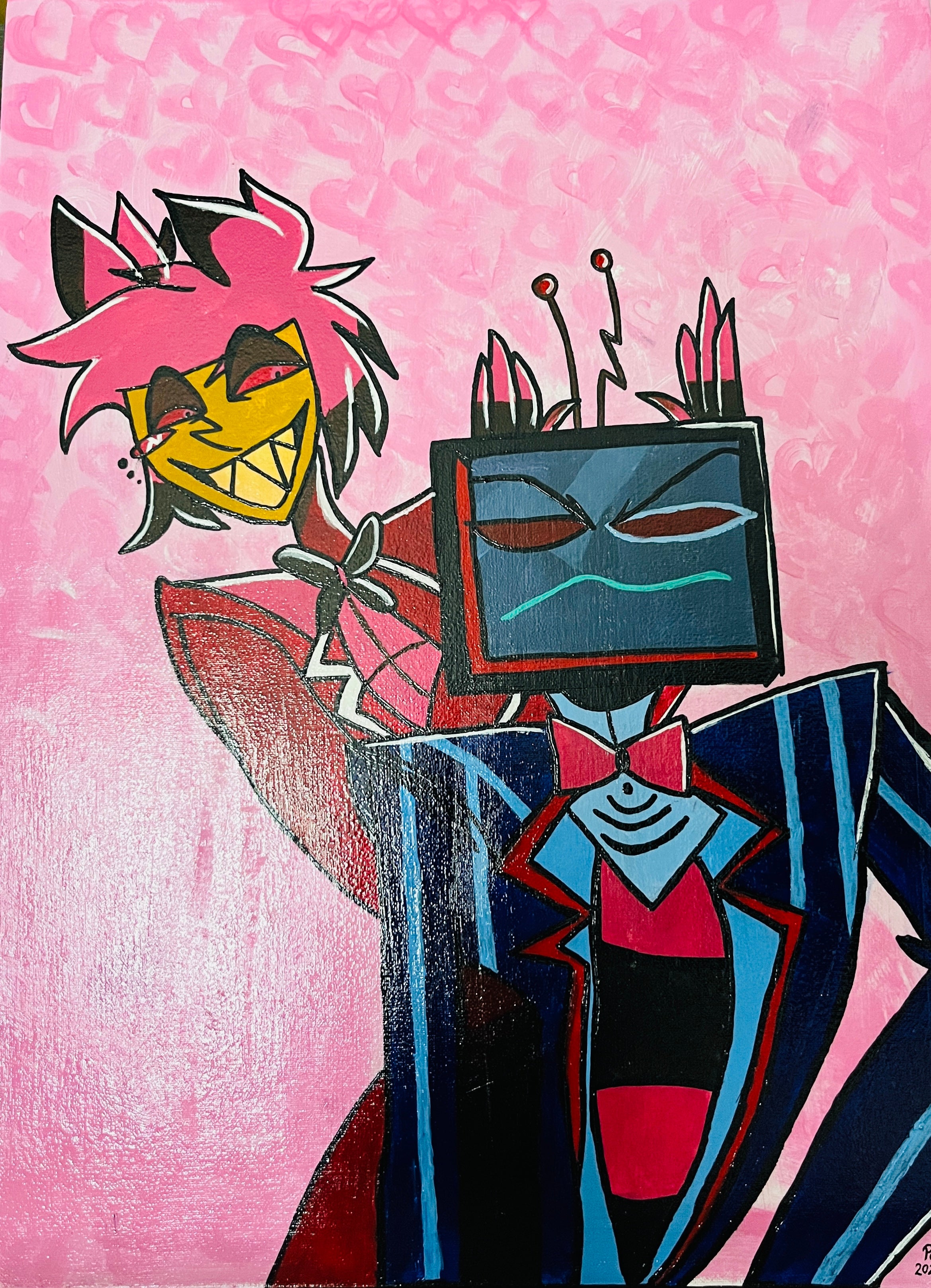 Vox & Alastor – Original Fan Art Acrylic Painting