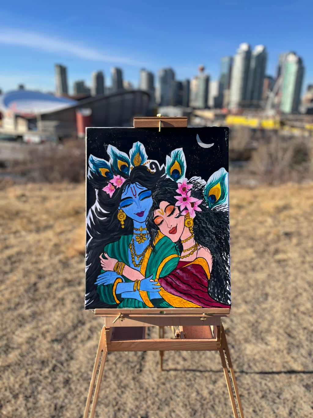Radha Krishna hand painted picture