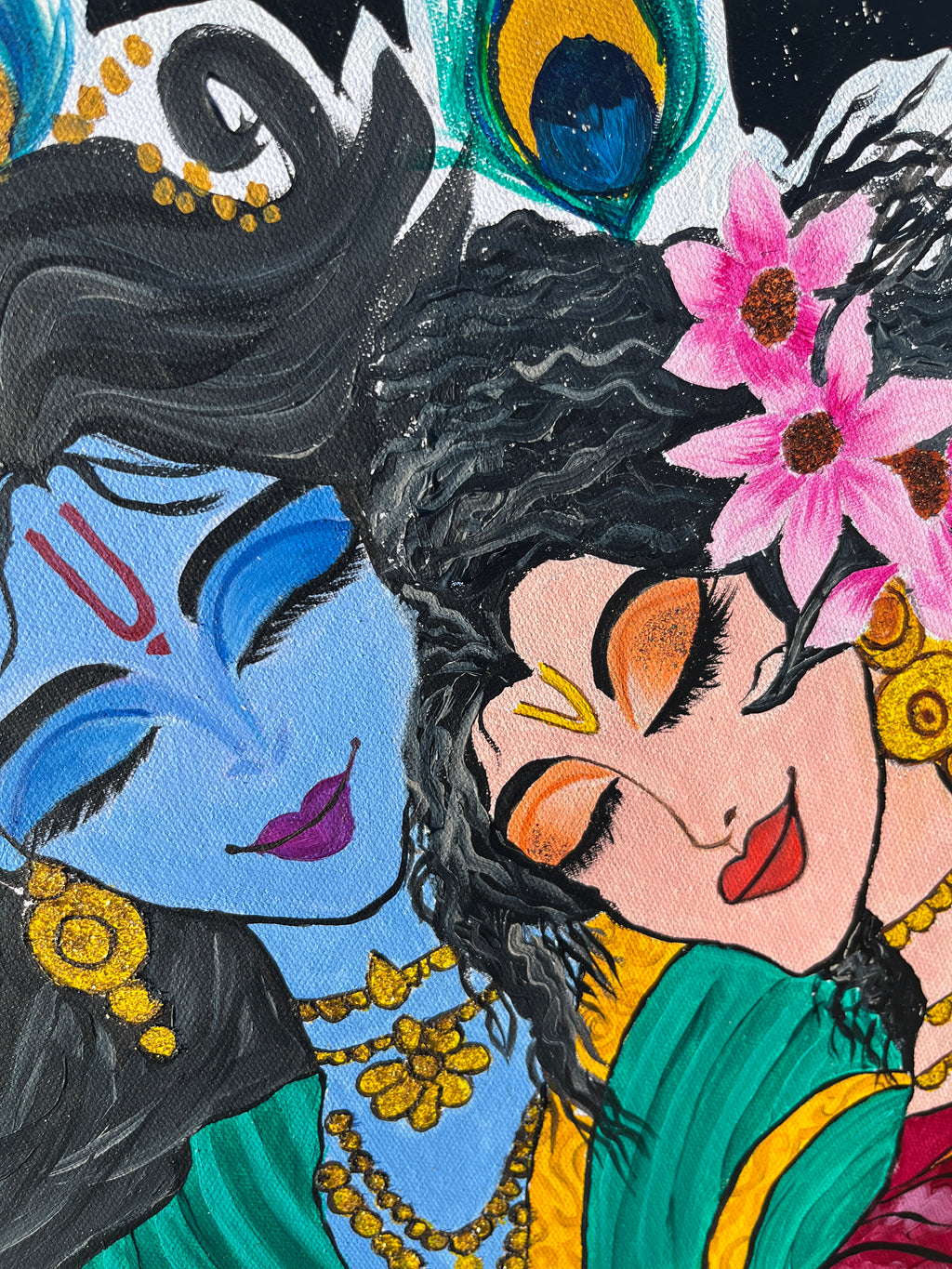 Radha Krishna hand painted picture