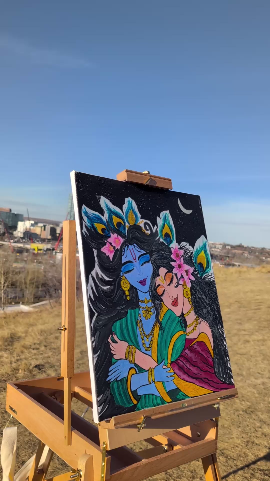 Radha Krishna hand painted picture